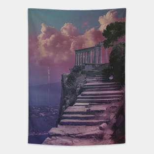 Purple clouds in the greece Tapestry