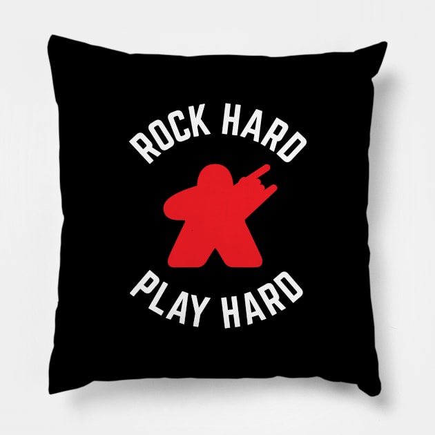 Rock Hard Play Hard Meeple Pillow by DnlDesigns