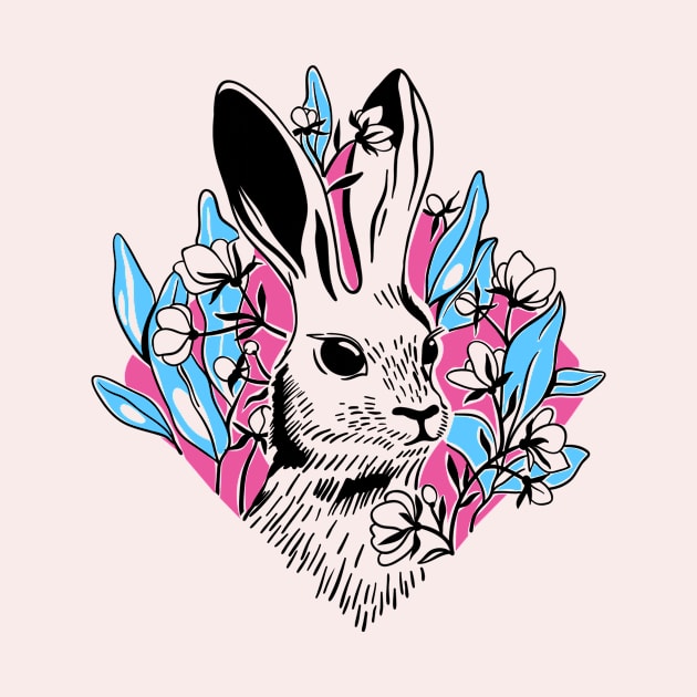 Rabbit Floral Cute by Shop Ovov