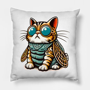 CAT CUT CICADAS 2024 BOY GIRL FUNNY DESIGN Pillow