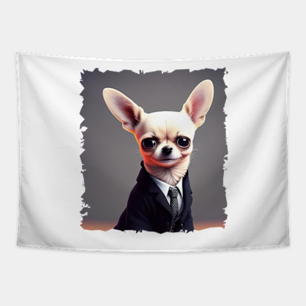 Chihuahua in suit Tapestry by IDesign23