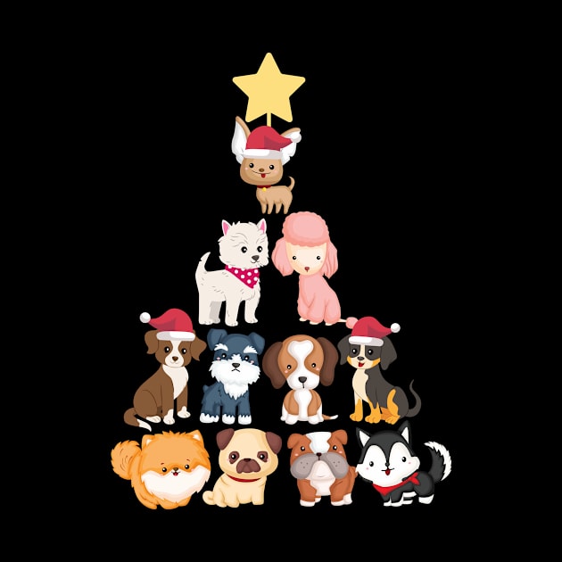 Cute Dogs Christmas Tree Santa Claus Merry Christmas Gift by peter2art