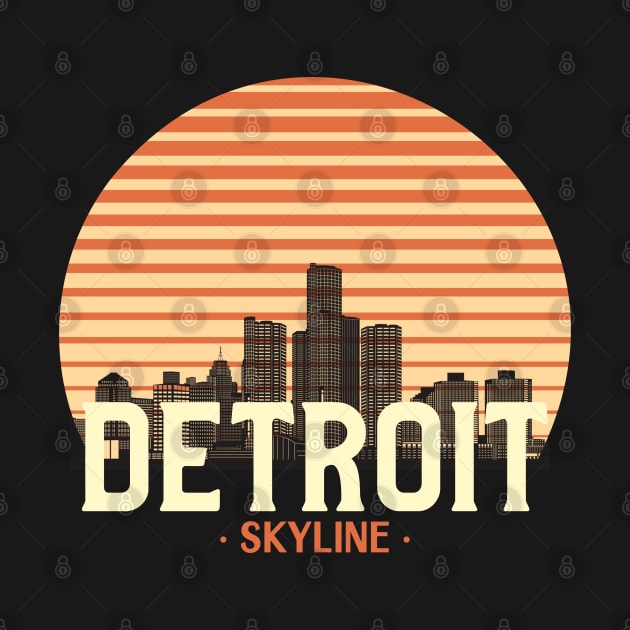 Detroit city skyline skyscraper vintage retro by thegoldenyears