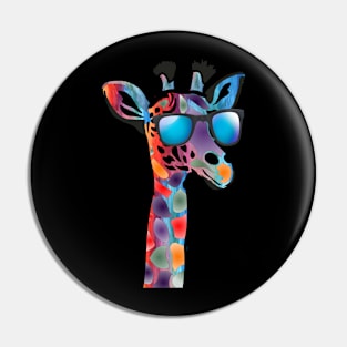 Rainbow Giraffe 2 with sunglasses Pin