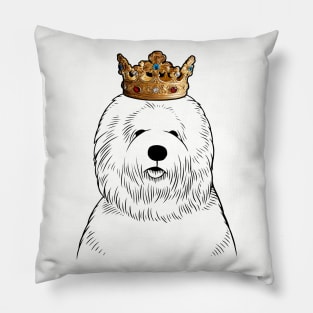 Old English Sheepdog Dog King Queen Wearing Crown Pillow