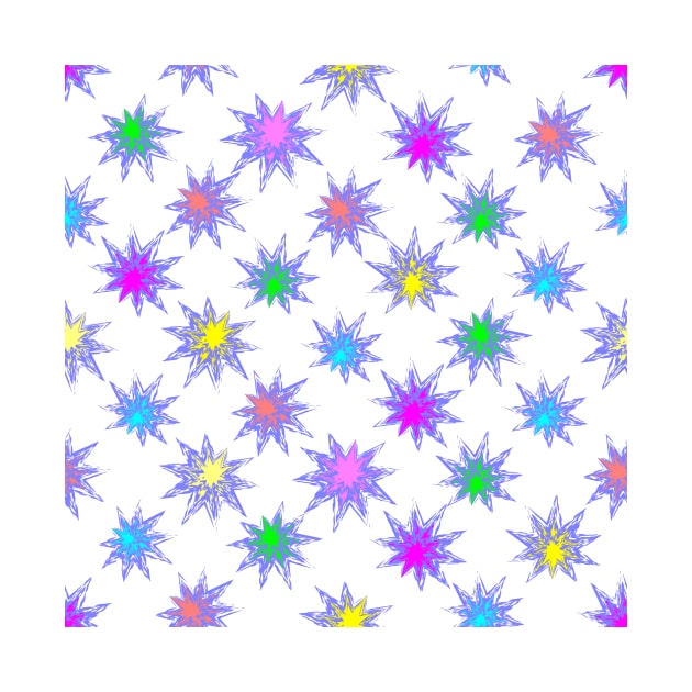 Glow Stars Diagonal Repeat on White by ArtticArlo