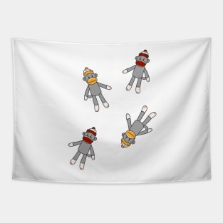 Sock Monkey Pattern On White Background Tapestry