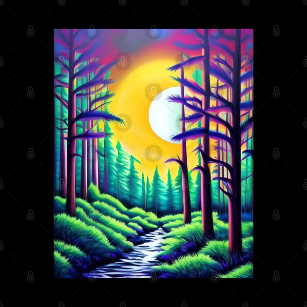 Beautiful Forest Moonlight by Sanzida Design