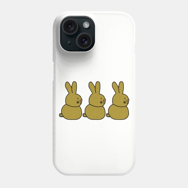 Three Gold Metallic Easter Bunny Rabbits Phone Case by ellenhenryart