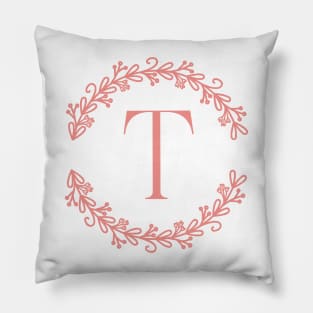 Pink Monogram Letter T Pillow