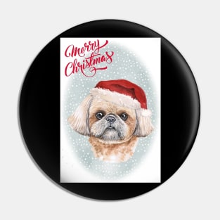 Shih Tzu Merry Christmas Santa Dog Pin
