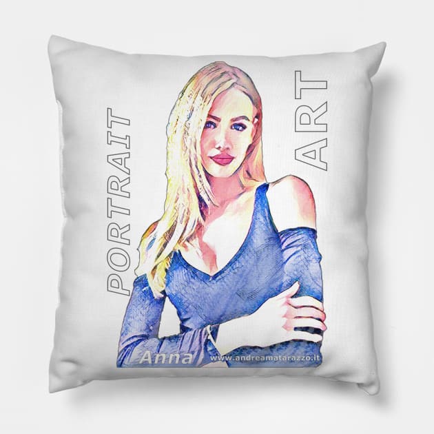 Anna in blue 2 Pillow by Andrea Matarazzo