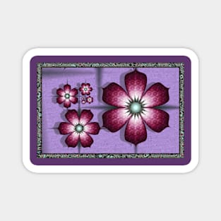 Purple Fractal Flowers Magnet