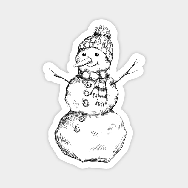 Snowman Magnet by rachelsfinelines