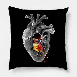 Keyhole Flower Heart Vintage Collage by Tobe Fonseca Pillow