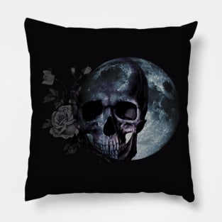 Halloween, aesthetics, skull, devil, ghost, spooky, creepy, skeleton, moon, marble, butterfly, retro, vintage, gothic, horror Pillow