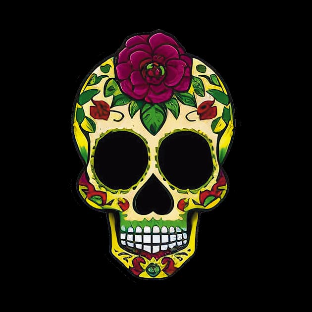 Celebrate Día de los Muertos with this colorful sugar skull art 4 by ImaginativeInkPOD