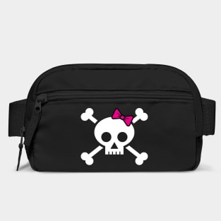 Female pirate skull and bones with pink ribbon hair bow Bag