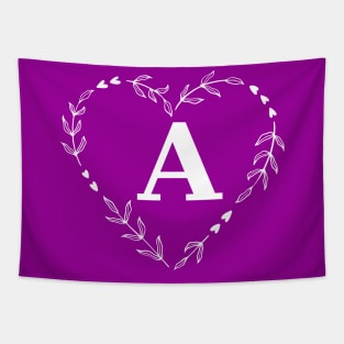 Letter A Floral Watercolor Monogram Tapestry