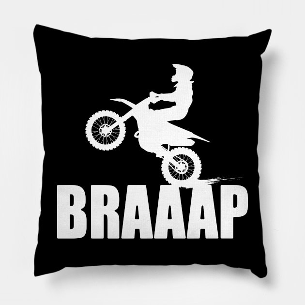 Two Strokes Braap Power Motocross Dirtbiker Motorcycle Pillow by Jas-Kei Designs