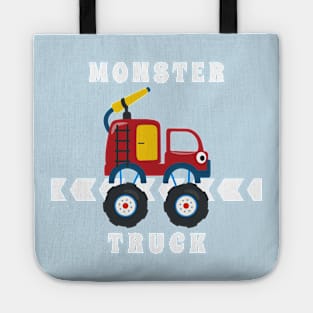 Vector illustration of monster truck with cartoon style Tote