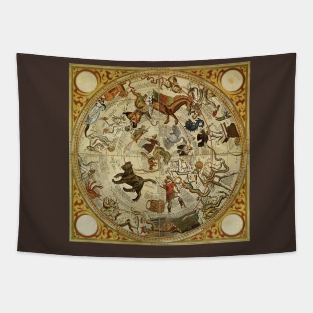 Vintage Constellation of the Northern Sky by Thomas Hood Tapestry by MasterpieceCafe