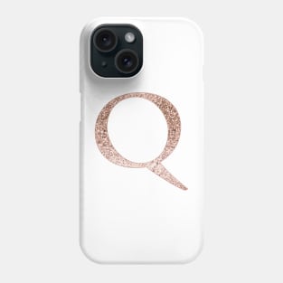 Q rose gold glitter monogram letter Phone Case