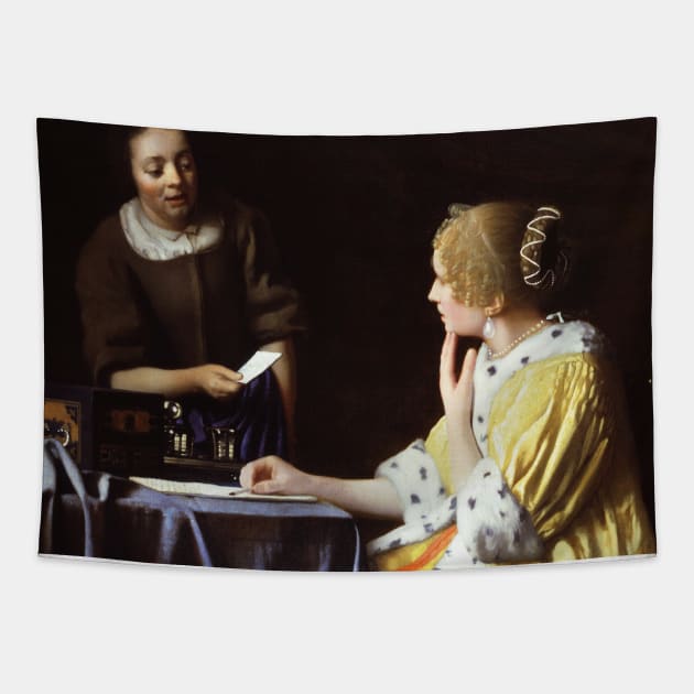 Mistress and Maid by Jan Vermeer Tapestry by Classic Art Stall