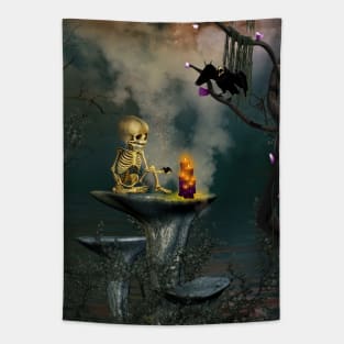 Little skeleton in the dark night Tapestry