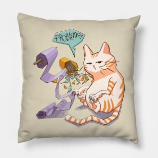 Cat Chaos: Pot & Paper Mayhem Pillow
