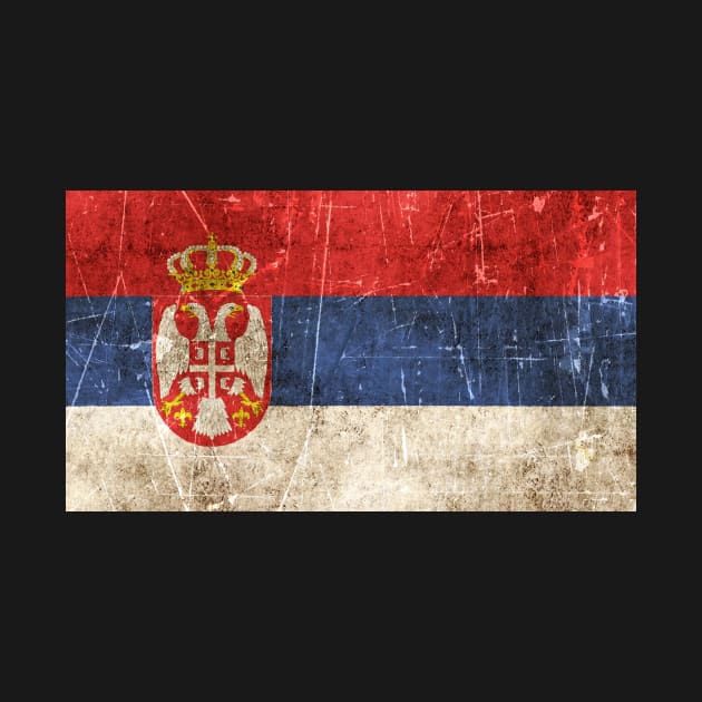 Vintage Aged and Scratched Serbian Flag by jeffbartels