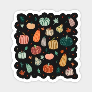 Pumpkins, autumn leaves. Thanksgiving, Halloween, fall illustration Magnet