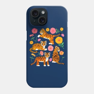 Tiger Cubs and Zinnias Phone Case