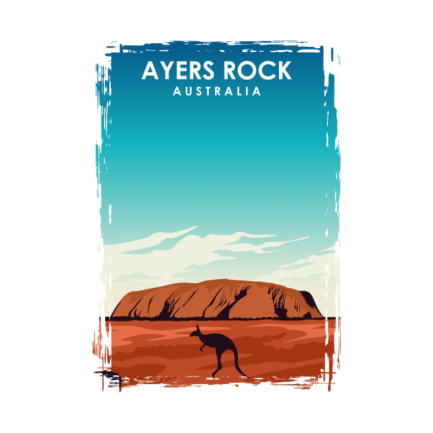 Ayers Rock Uluru Australia Travel Poster by jornvanhezik