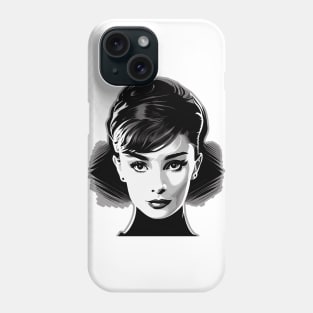 Classic Beauty, Elegant Hollywood Movie Star Looks. Black and White Modern Minimalist Pop Art Phone Case