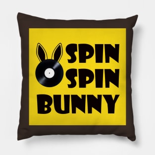 SpinSpinBunny Main Square Logo - Yellow Pillow