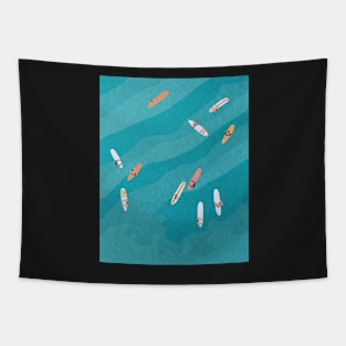 Summer surfing illustration Tapestry