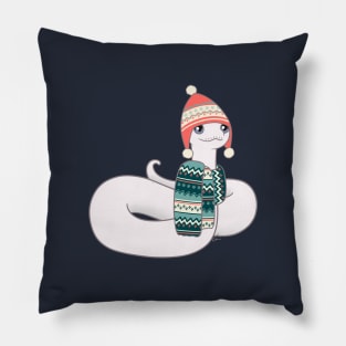 Leucistic Ball Python Christmas Edition Pillow