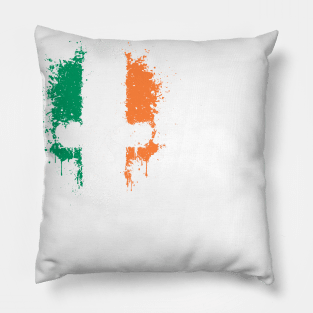 Chaotic Irish Flag Splatter Skull Pillow