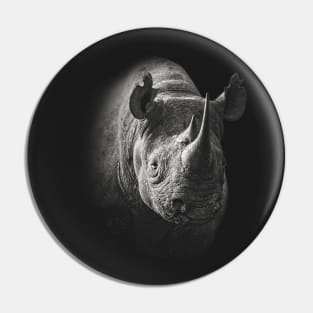 Black Rhino Close-up African Wildlife Pin