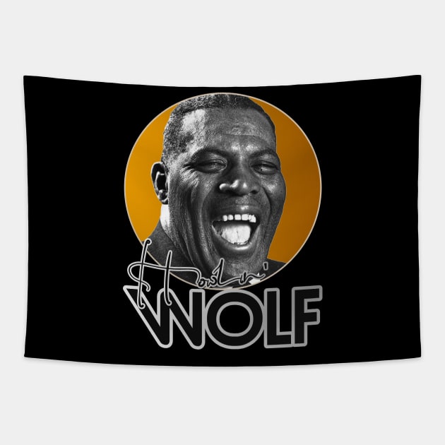 Retro Howlin' Wolf Gold Tribute Tapestry by darklordpug