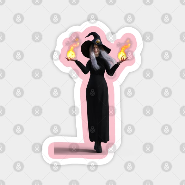 Halloween Witch On Fire Magnet by holidaystore