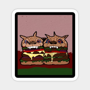 drawing two dog cheeseburgers hungry Magnet