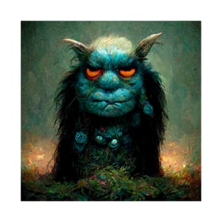 Blue furry troll creature looking a bit evil. T-Shirt