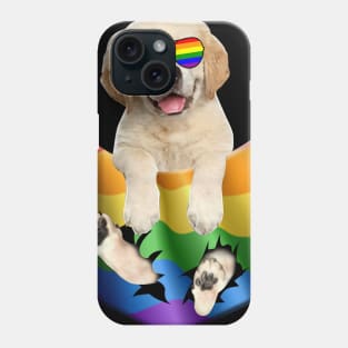 Golden retriever In Pocket LGBT Pride Flag For Dog Lovers Phone Case