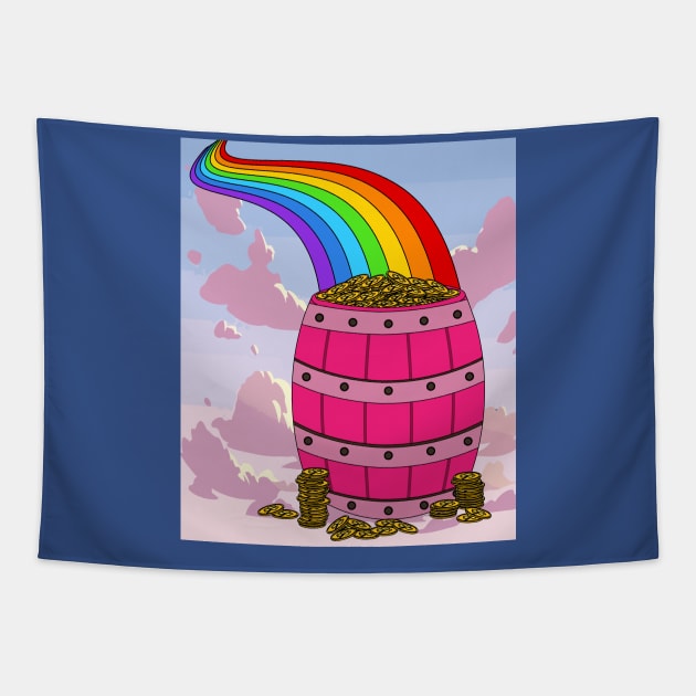 Rainbow With Boiler Pot Full Of Gold Tapestry by flofin