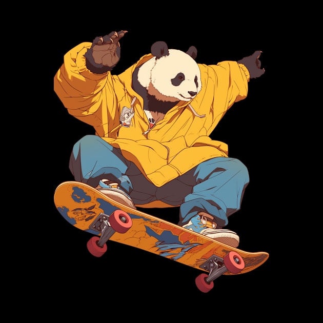 Skater Panda - Panda Bear Japanese by Anassein.os