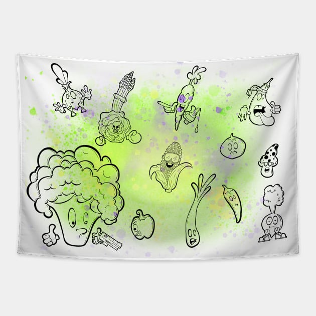 Veggie Party Tapestry by Art by Nabes