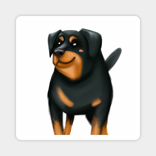Cute Rottweiler Drawing Magnet by Play Zoo