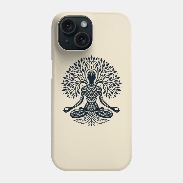 Meditative Tree Pose - Yoga-Inspired Nature T-Shirt Design Phone Case by The Tee Bizarre